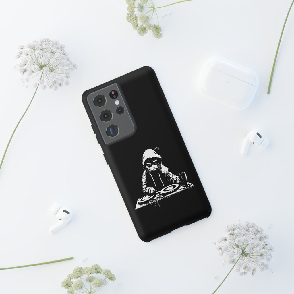 DJ Cat Phone Case, Tough Phone Cover, Pet Lover Gift, Music Enthusiast Accessory, Cute Cat Decor, Unique Case Design