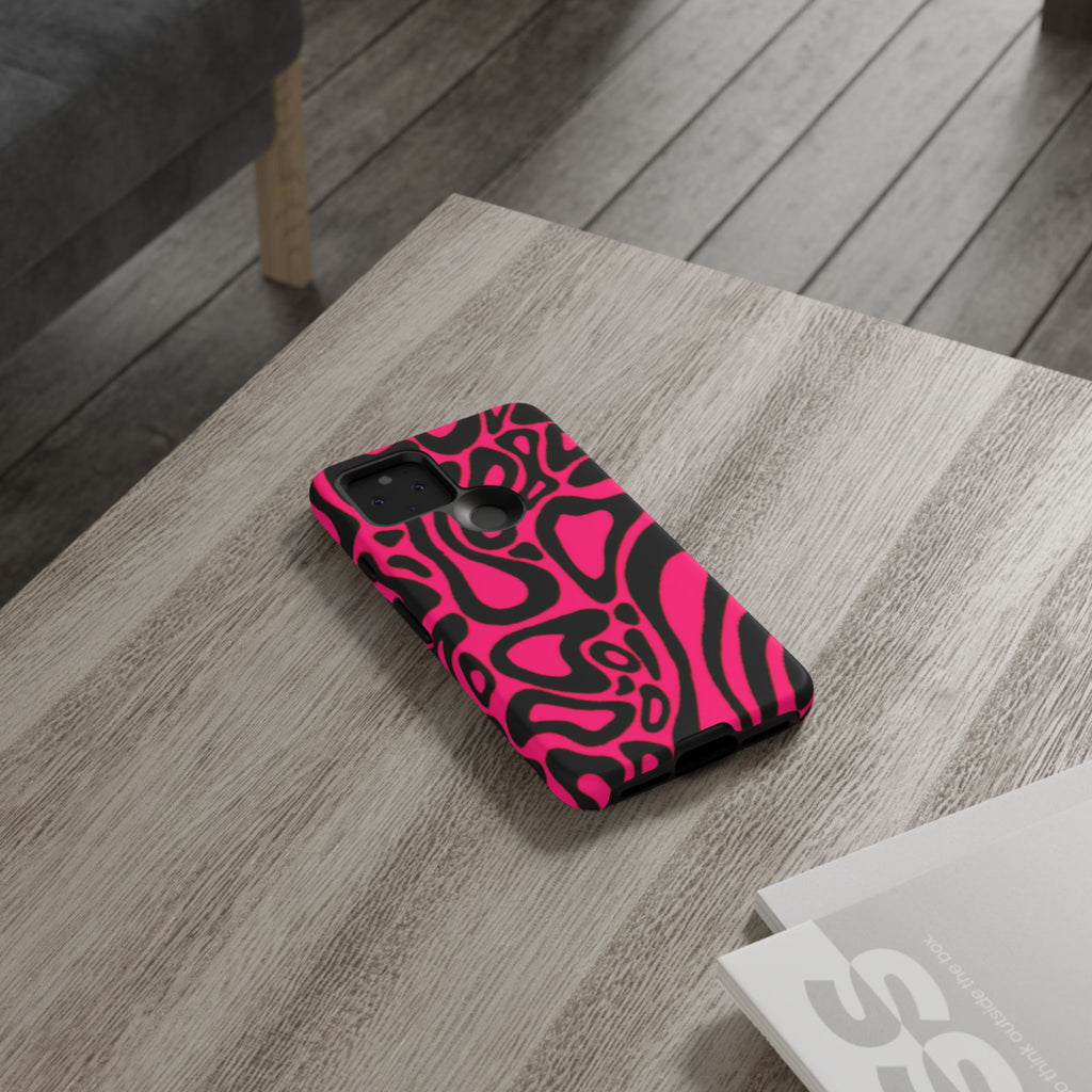 Bold Pink Patterned Phone Case, Stylish Tough Case, Trendy Accessory, Gift for Her, Tech Protection