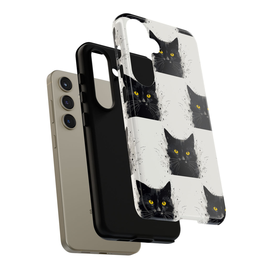 Black Cat Phone Case, Tough Cases, Cat Lover Gift, Unique Design, Halloween, Animal Accessories, Custom Phone Cover