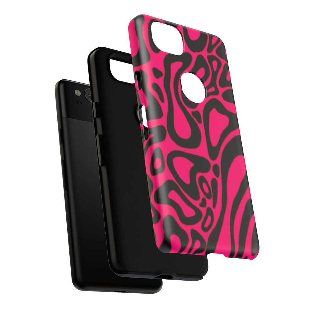 Bold Pink Patterned Phone Case, Stylish Tough Case, Trendy Accessory, Gift for Her, Tech Protection