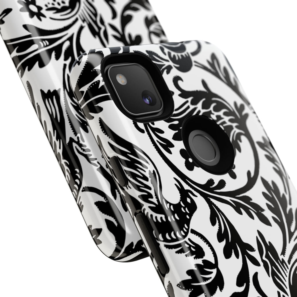 Elegant Black Floral Phone Case, Tough Cases, Stylish Phone Protection, Gift for Her, Floral Design, Trendy Accessories
