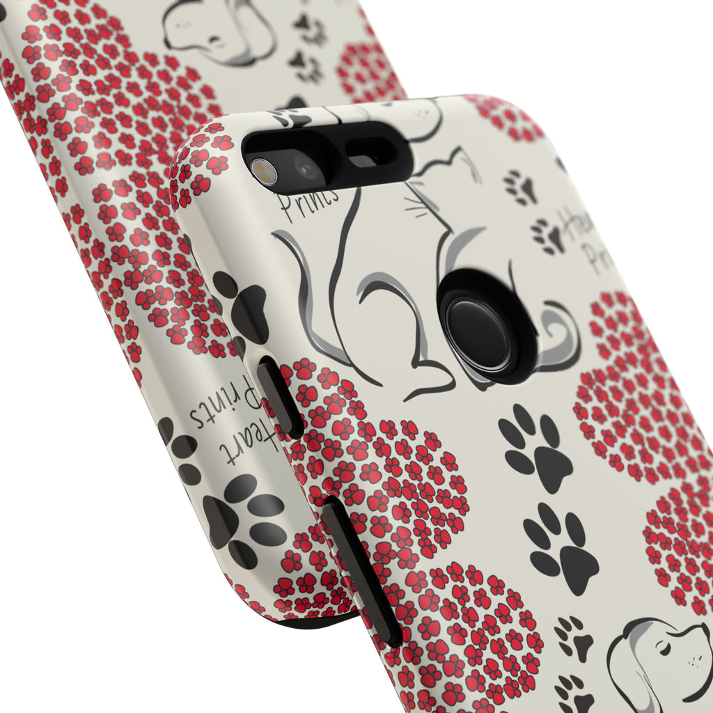Stylish Phone Case with Heart Prints for Pet Lovers, Dog Lover Gift, Floral Pattern, Customizable Design, Cute Animal Accessories
