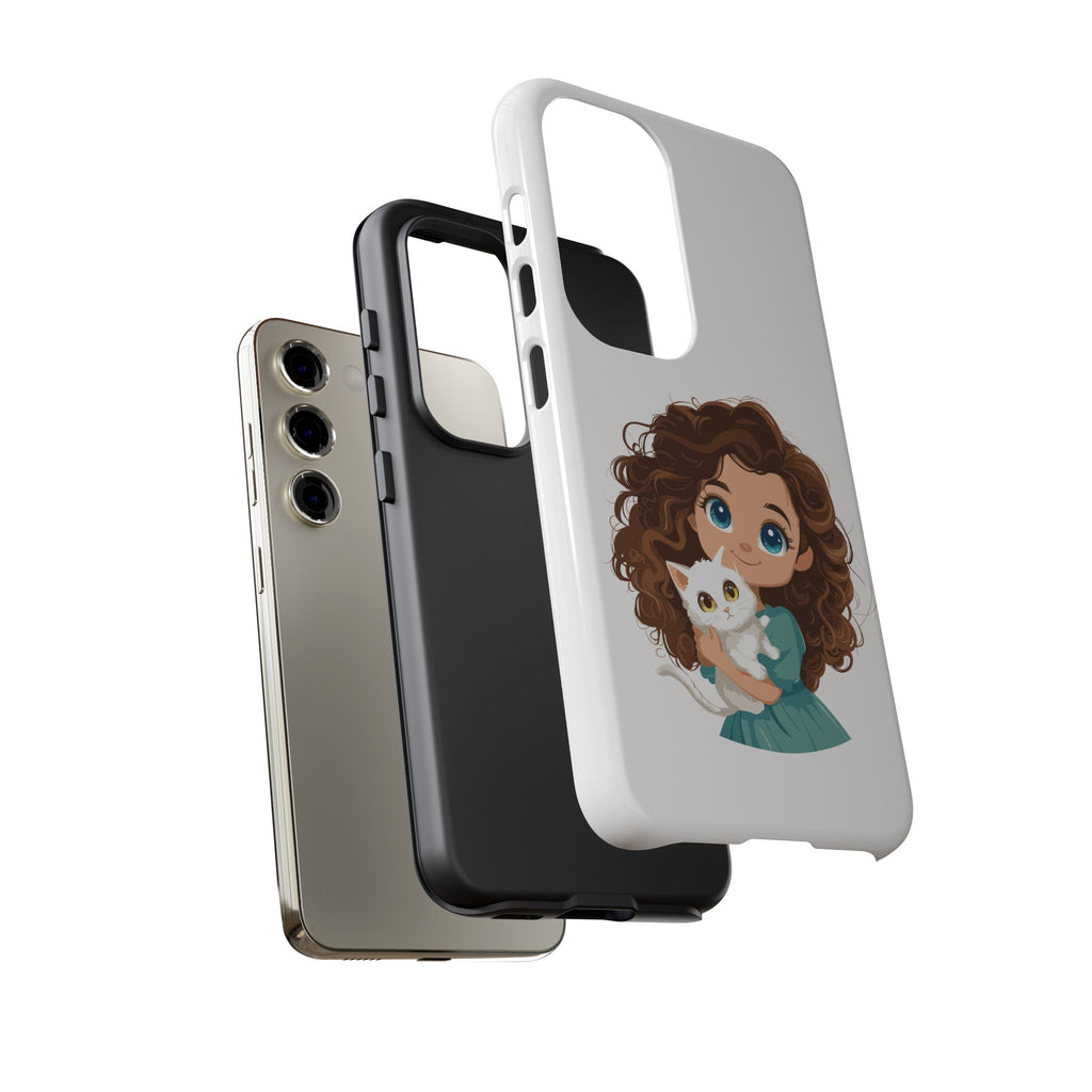 Cute Cat Lover Phone Case, Tough Phone Cover, Pet Lover Gift, Personalized Gift, Kids Phone Case, Animal Lover Accessories