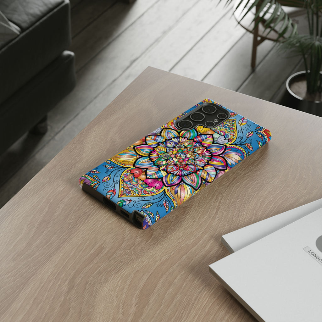 Vibrant Floral Phone Case, Tough Phone Cover, Colorful Mobile Accessory, Artistic Gift, Mandala Design, Everyday Use