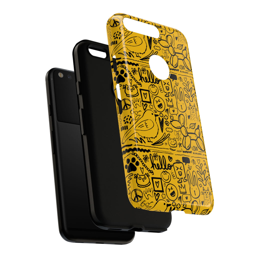 Vibrant Phone Case, Cute Yellow Floral iPhone Cover, Stylish Tough Case, Fun Phone Accessory, Perfect Gift for Teens
