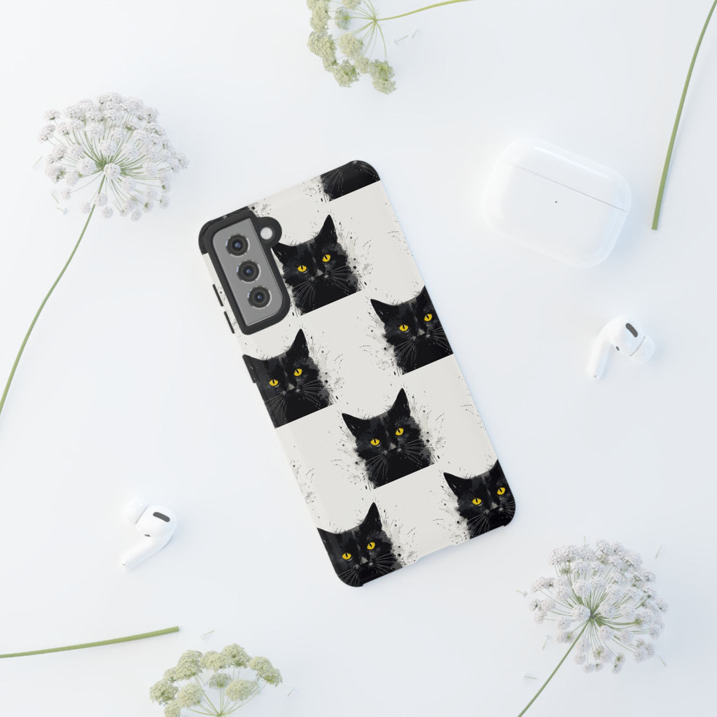 Black Cat Phone Case, Tough Cases, Cat Lover Gift, Unique Design, Halloween, Animal Accessories, Custom Phone Cover