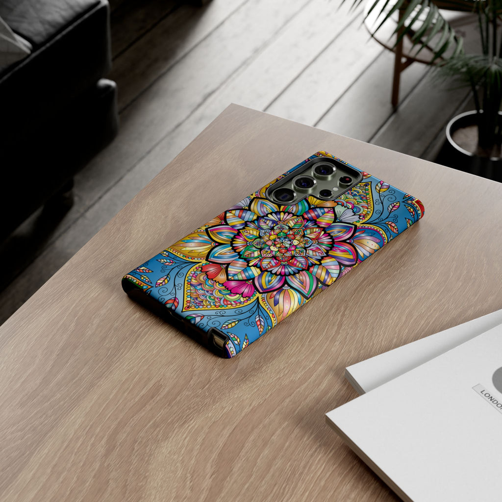 Vibrant Floral Phone Case, Tough Phone Cover, Colorful Mobile Accessory, Artistic Gift, Mandala Design, Everyday Use