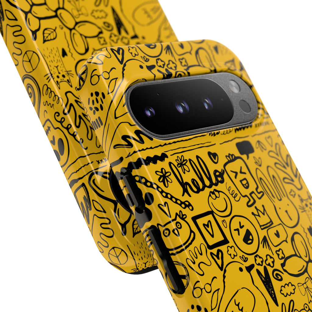 Vibrant Phone Case, Cute Yellow Floral iPhone Cover, Stylish Tough Case, Fun Phone Accessory, Perfect Gift for Teens