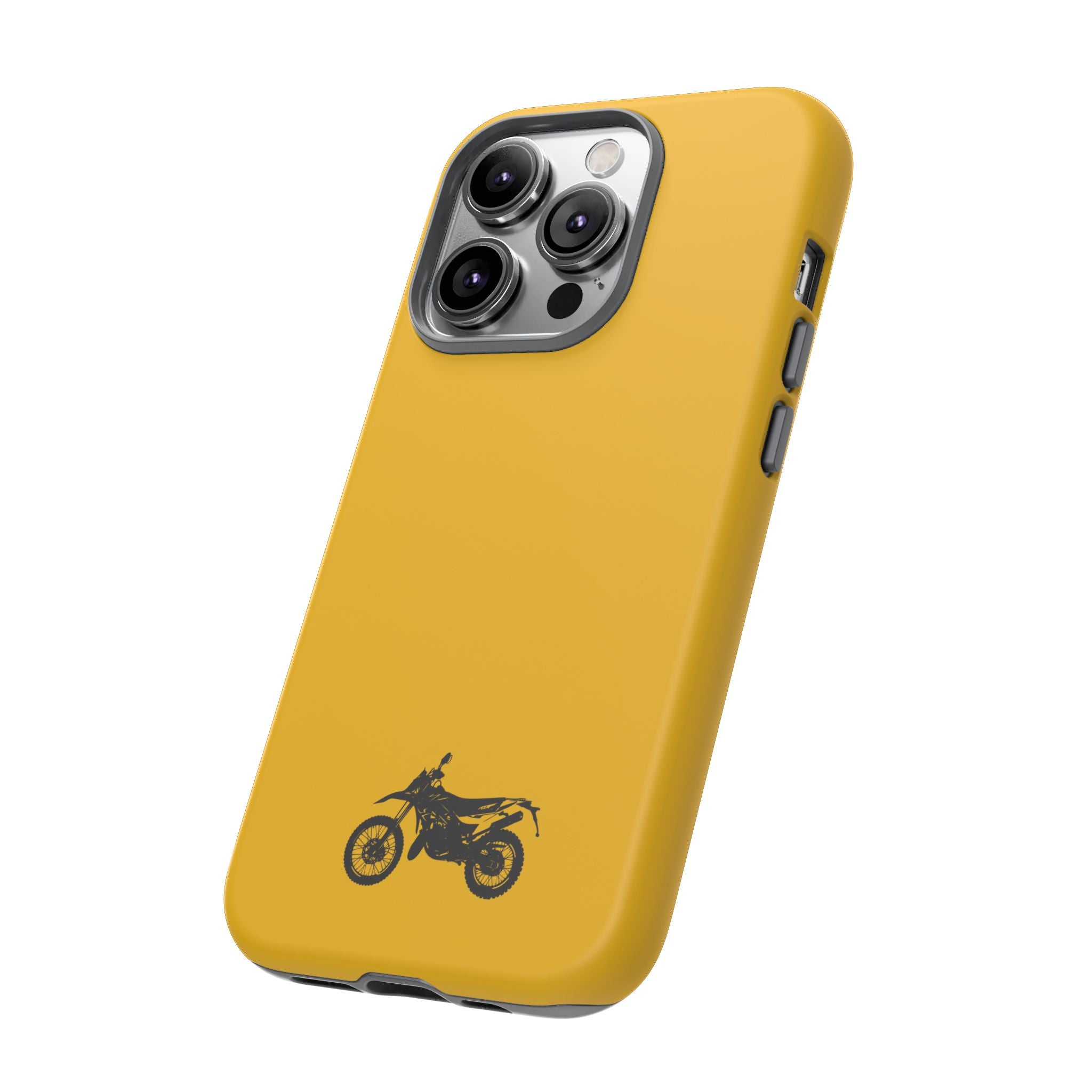 Motorcycle Phone Case, Tough Phone Cover, Gift for Bikers, Durable Tech Accessory, Yellow Motorcycle Design