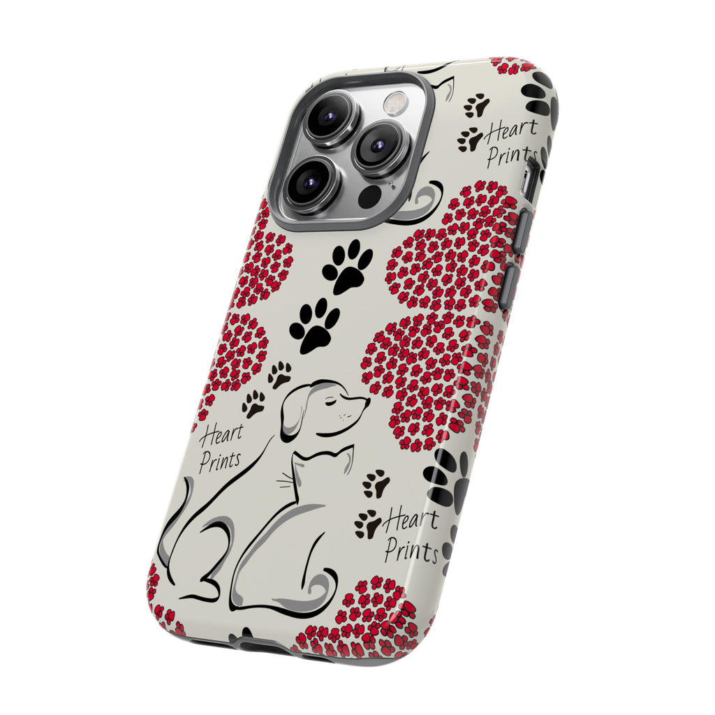 Stylish Phone Case with Heart Prints for Pet Lovers, Dog Lover Gift, Floral Pattern, Customizable Design, Cute Animal Accessories