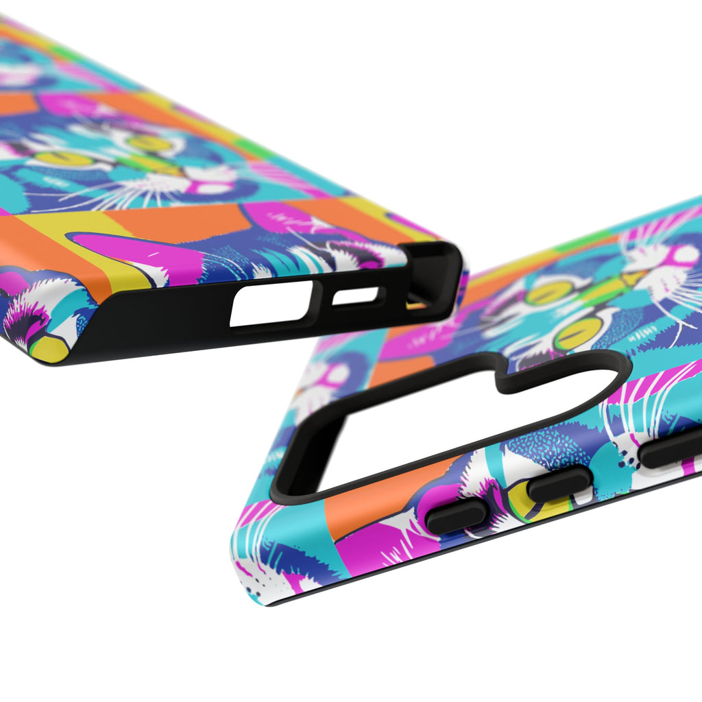 Colorful Cat Phone Case, Vibrant Animal Cover, Unique Pet Lover Gift, Fun Pop Art Style, Trendy Gadget Accessory