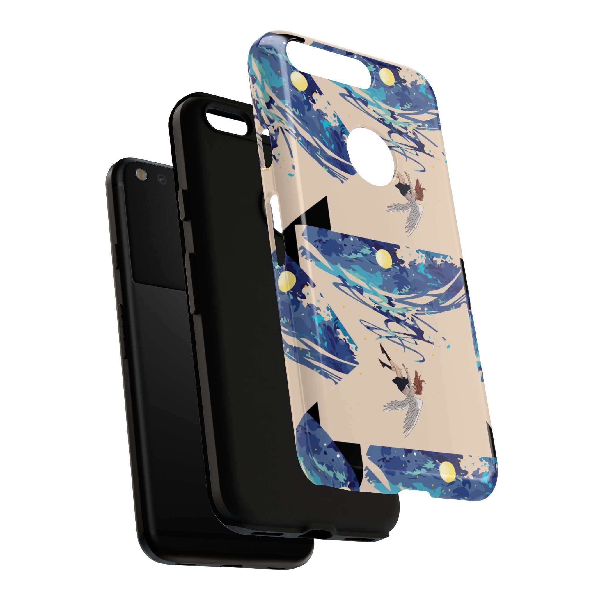 Artistic Phone Case with Abstract Design, Vivid Blue Waves and Fish, Stylish Phone Accessory, Unique Gift Idea, Trendy Tech Decor, [...]