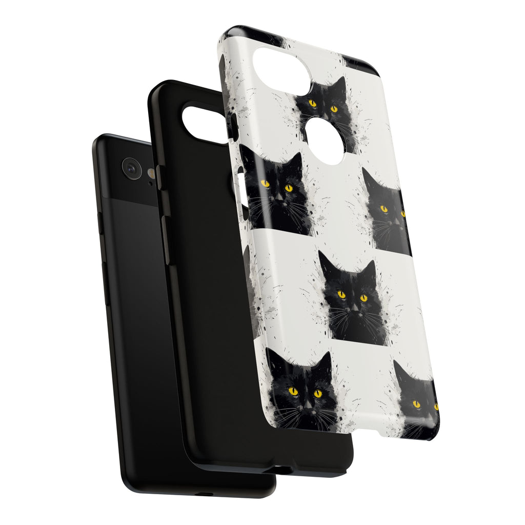 Black Cat Phone Case, Tough Cases, Cat Lover Gift, Unique Design, Halloween, Animal Accessories, Custom Phone Cover