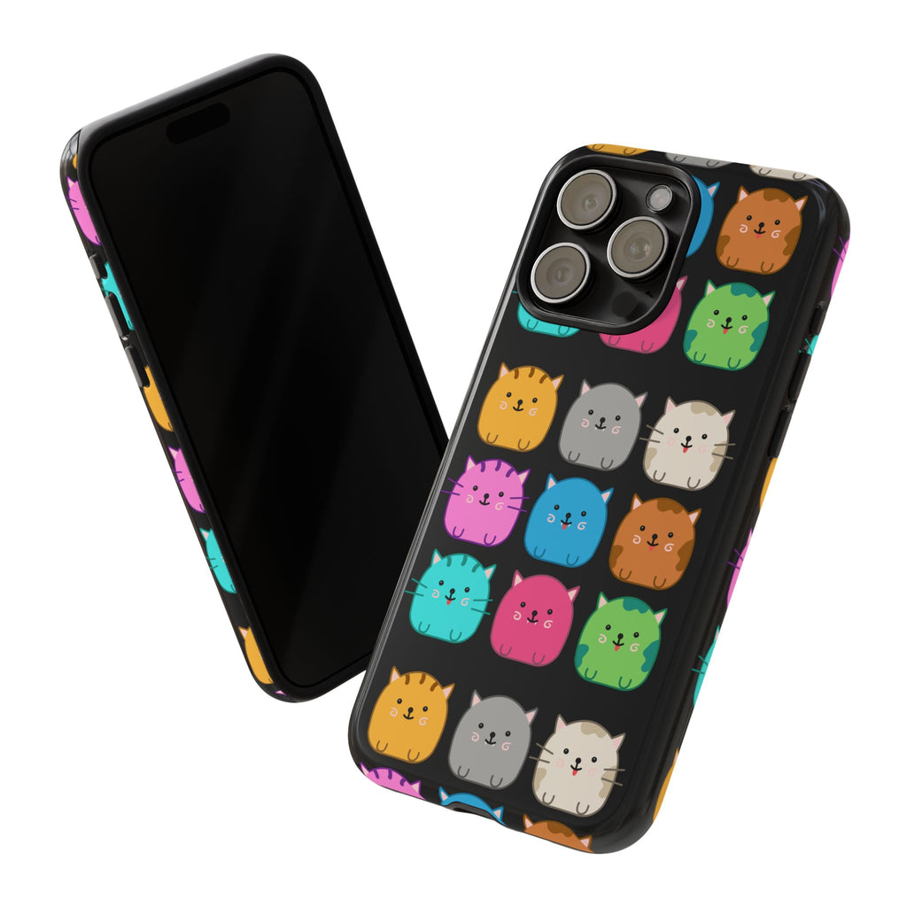 Cute Cat Phone Case, Kawaii Animal Lover Gift, Tough Phone Cover for Kids and Adults, Fun Cat Designs for Birthdays, Pet Lovers