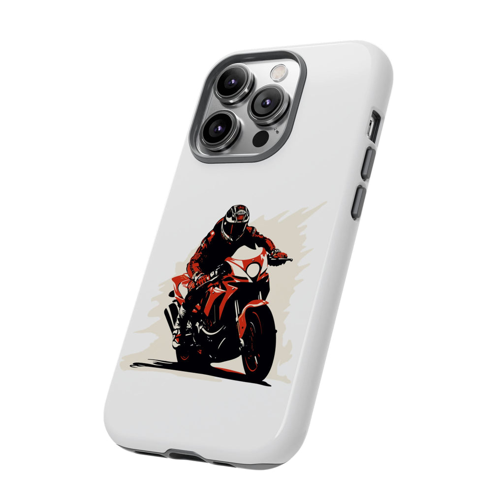 Motorcycle Phone Case, Tough Cases for Riders, Biker Accessory, Gifts for Motorcyclists, Red Bike Design