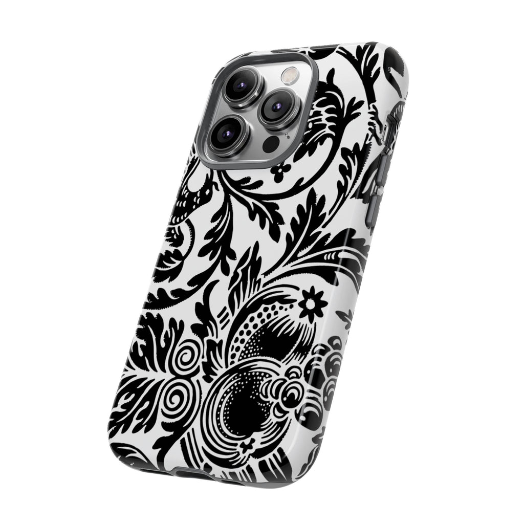 Elegant Black Floral Phone Case, Tough Cases, Stylish Phone Protection, Gift for Her, Floral Design, Trendy Accessories
