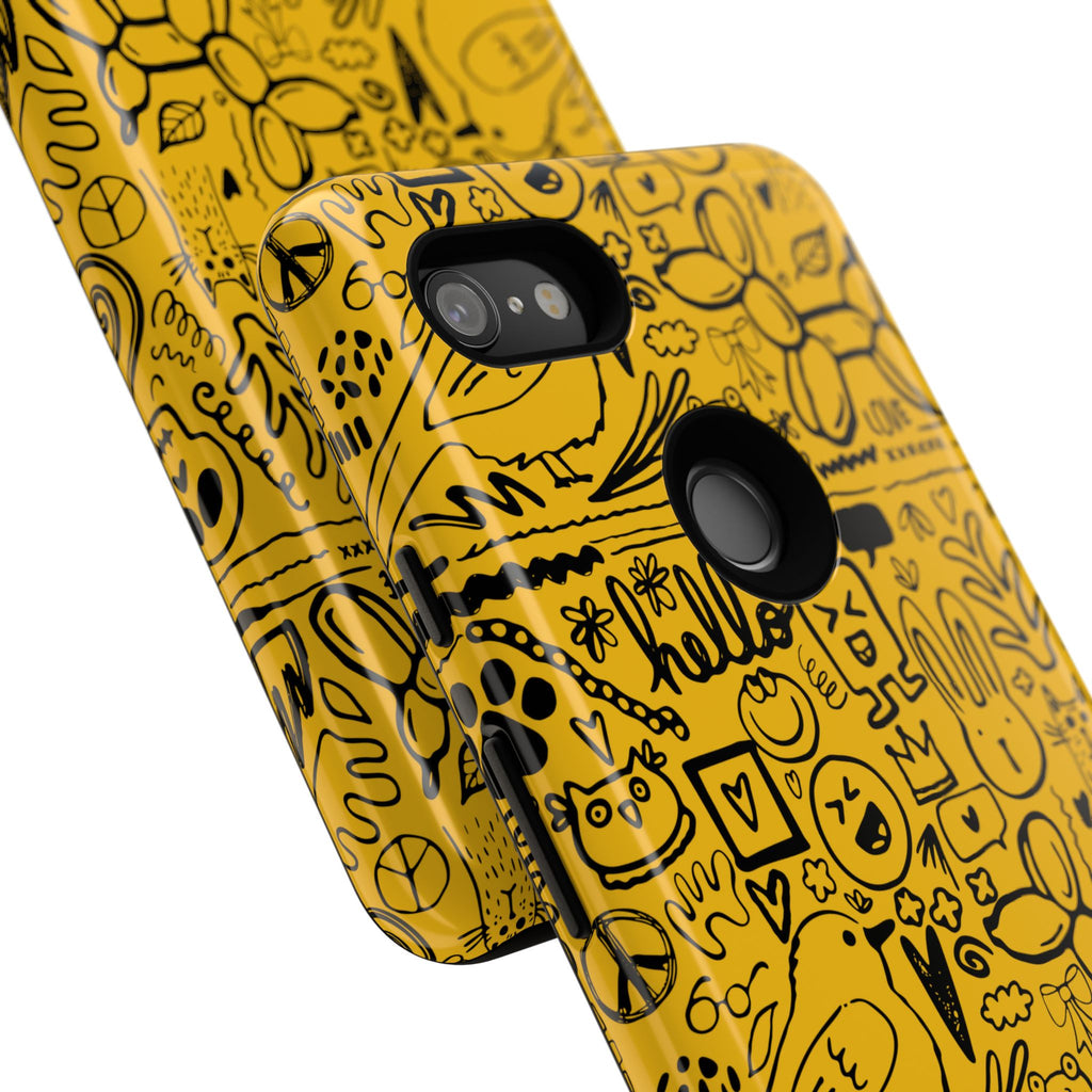 Vibrant Phone Case, Cute Yellow Floral iPhone Cover, Stylish Tough Case, Fun Phone Accessory, Perfect Gift for Teens