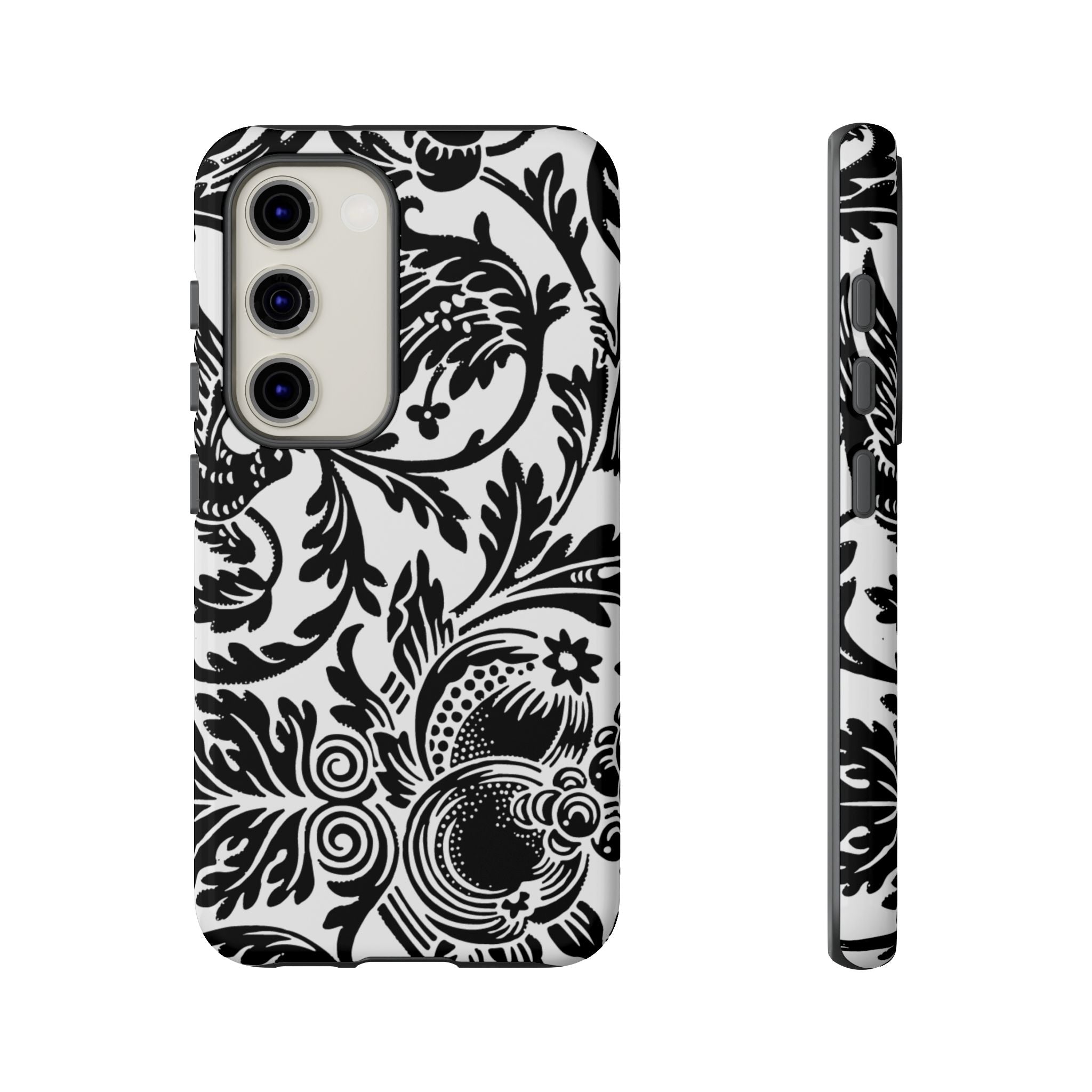 Elegant Black Floral Phone Case, Tough Cases, Stylish Phone Protection, Gift for Her, Floral Design, Trendy Accessories