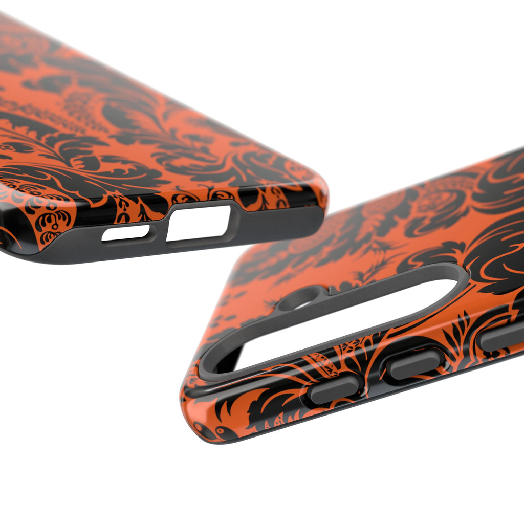 Elegant Phone Case with Orange Floral Design | Tough Cases, Smartphone Cover, Gift for Her, Floral Patterns, Stylish Accessories