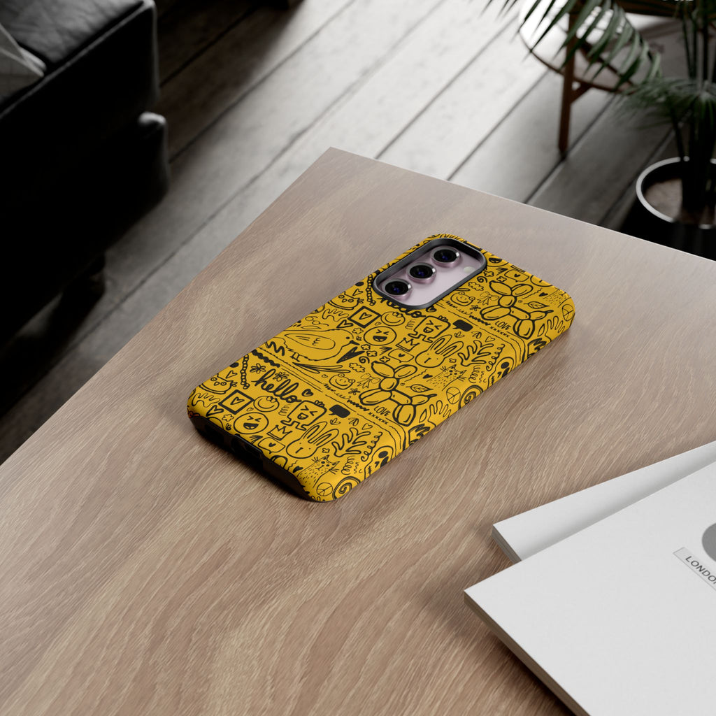 Vibrant Phone Case, Cute Yellow Floral iPhone Cover, Stylish Tough Case, Fun Phone Accessory, Perfect Gift for Teens