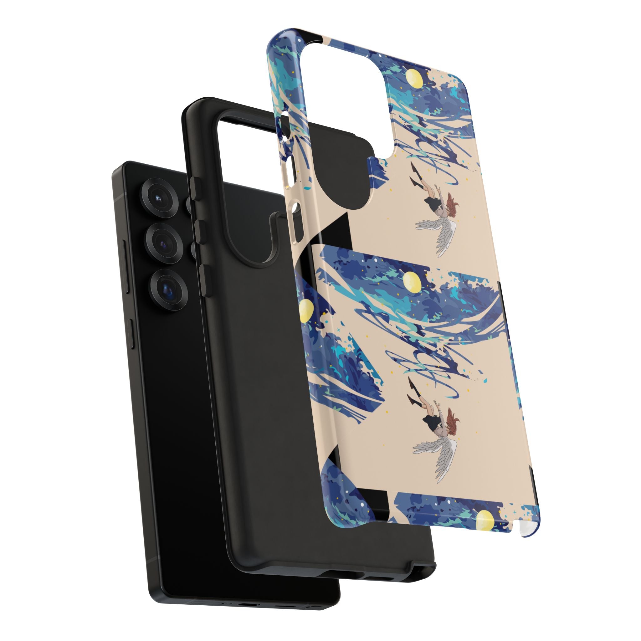 Artistic Phone Case with Abstract Design, Vivid Blue Waves and Fish, Stylish Phone Accessory, Unique Gift Idea, Trendy Tech Decor, [...]