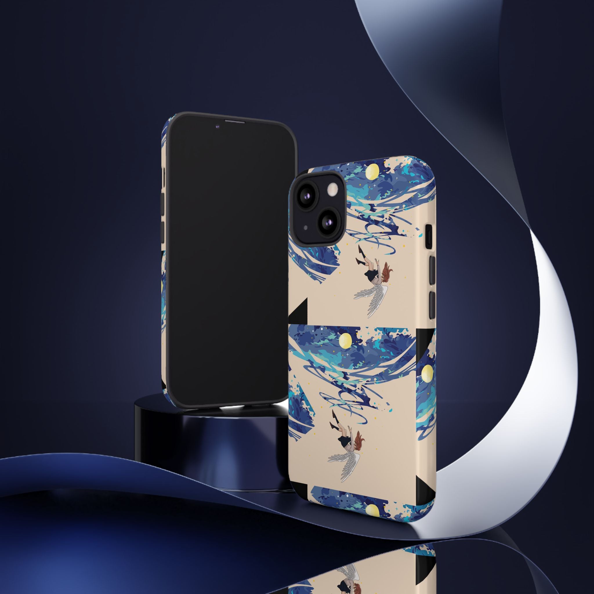 Artistic Phone Case with Abstract Design, Vivid Blue Waves and Fish, Stylish Phone Accessory, Unique Gift Idea, Trendy Tech Decor, [...]