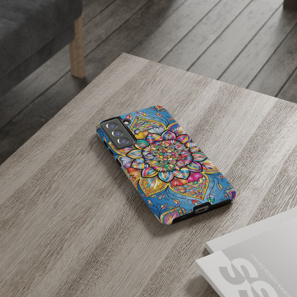 Vibrant Floral Phone Case, Tough Phone Cover, Colorful Mobile Accessory, Artistic Gift, Mandala Design, Everyday Use