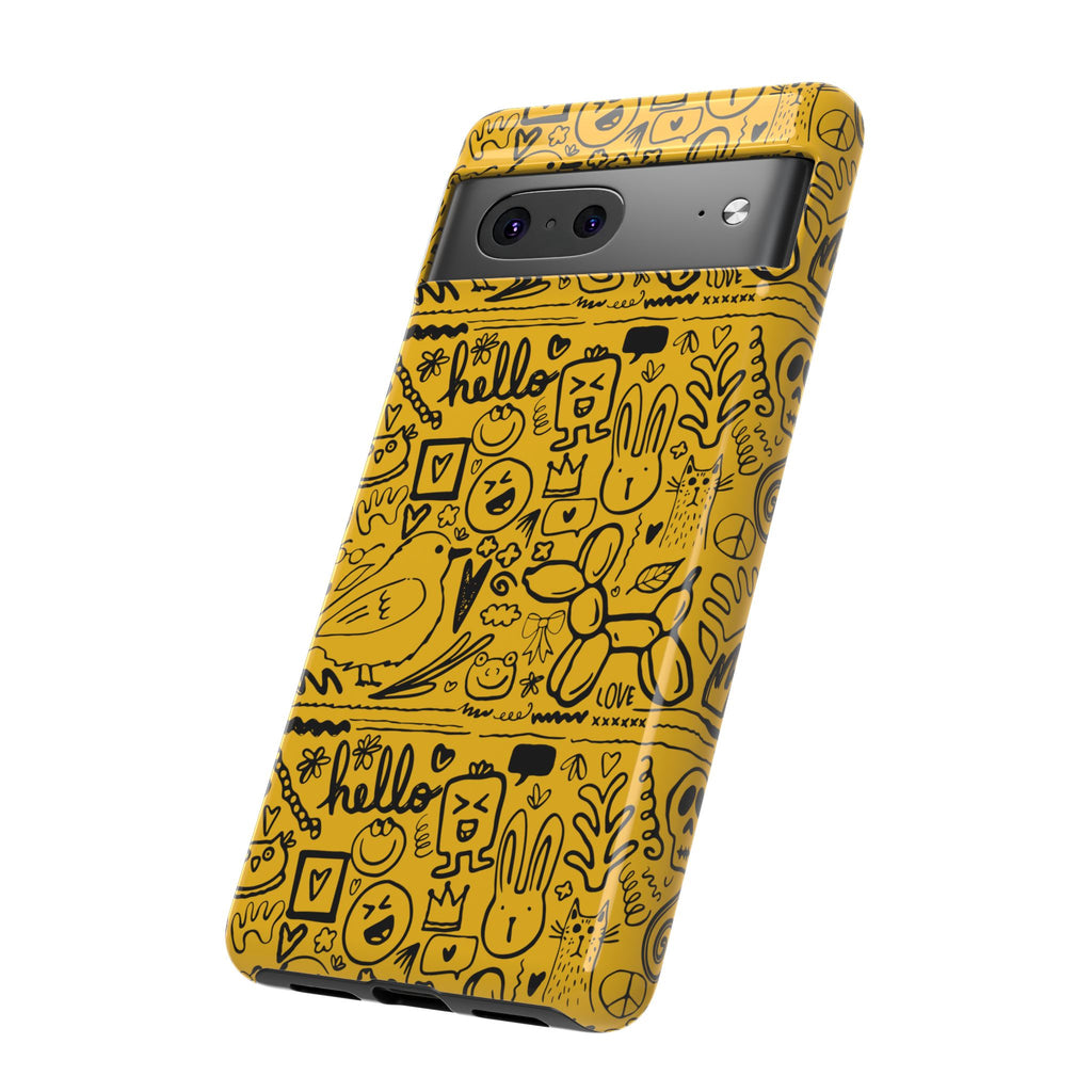 Vibrant Phone Case, Cute Yellow Floral iPhone Cover, Stylish Tough Case, Fun Phone Accessory, Perfect Gift for Teens