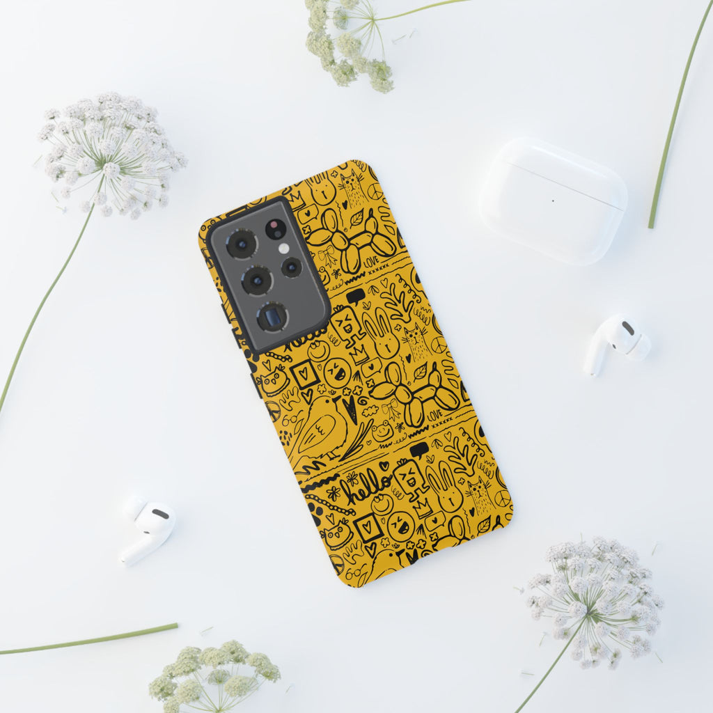 Vibrant Phone Case, Cute Yellow Floral iPhone Cover, Stylish Tough Case, Fun Phone Accessory, Perfect Gift for Teens