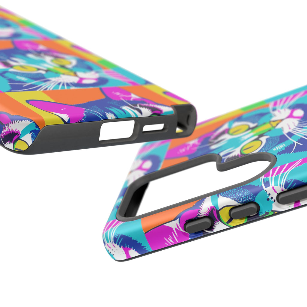 Colorful Cat Phone Case, Vibrant Animal Cover, Unique Pet Lover Gift, Fun Pop Art Style, Trendy Gadget Accessory