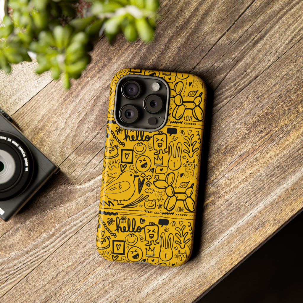 Vibrant Phone Case, Cute Yellow Floral iPhone Cover, Stylish Tough Case, Fun Phone Accessory, Perfect Gift for Teens