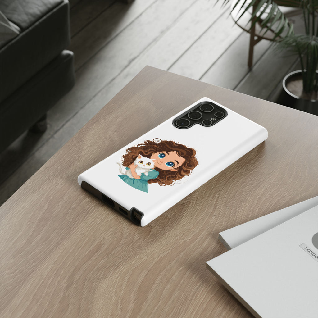 Cute Cat Lover Phone Case, Tough Phone Cover, Pet Lover Gift, Personalized Gift, Kids Phone Case, Animal Lover Accessories