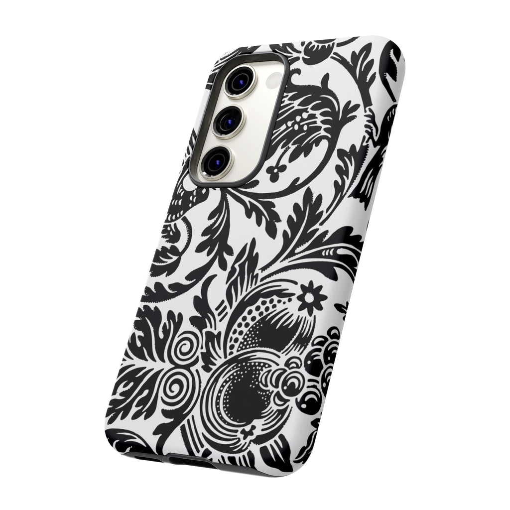 Elegant Black Floral Phone Case, Tough Cases, Stylish Phone Protection, Gift for Her, Floral Design, Trendy Accessories