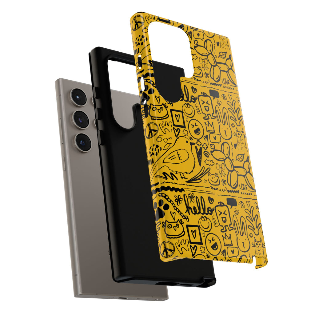 Vibrant Phone Case, Cute Yellow Floral iPhone Cover, Stylish Tough Case, Fun Phone Accessory, Perfect Gift for Teens