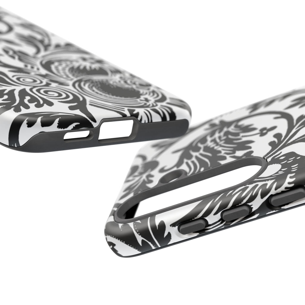 Elegant Black Floral Phone Case, Tough Cases, Stylish Phone Protection, Gift for Her, Floral Design, Trendy Accessories