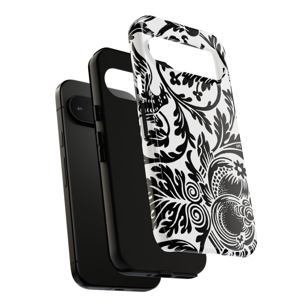 Elegant Black Floral Phone Case, Tough Cases, Stylish Phone Protection, Gift for Her, Floral Design, Trendy Accessories