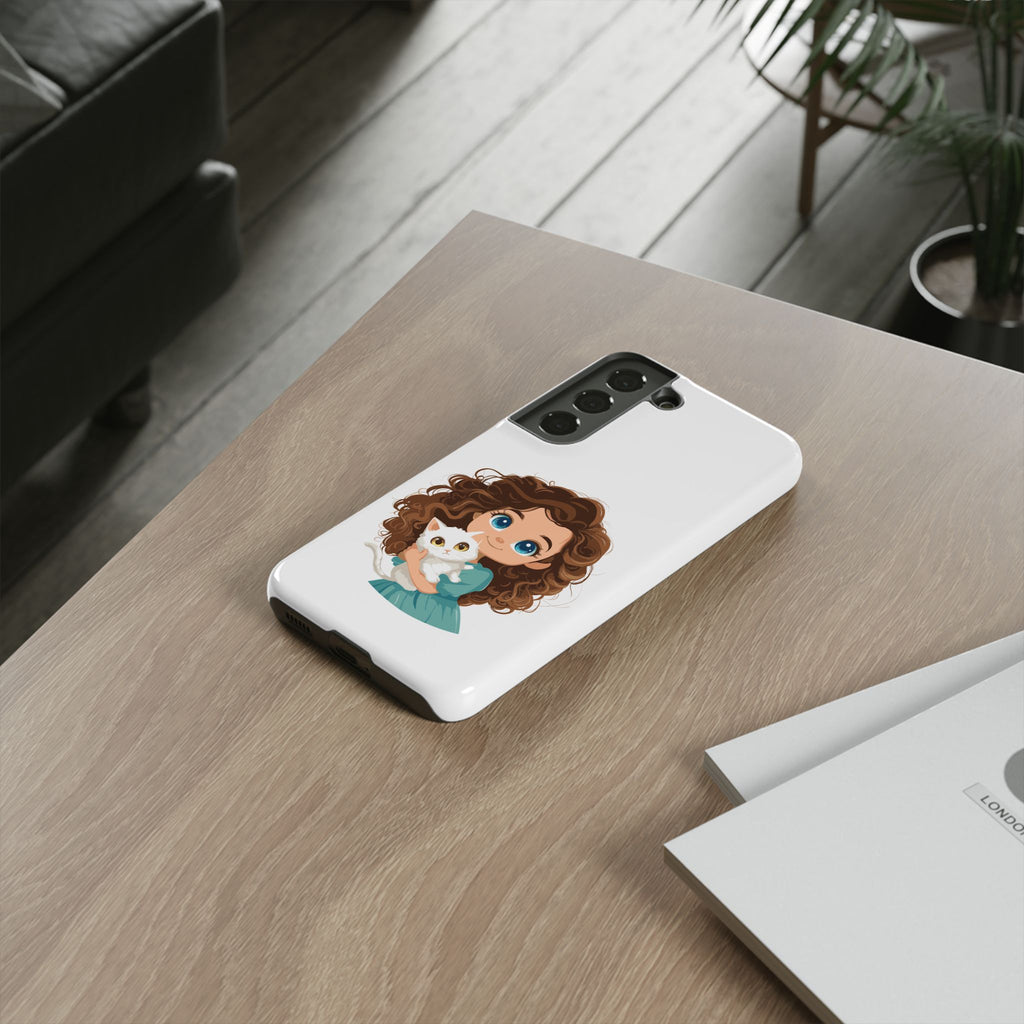 Cute Cat Lover Phone Case, Tough Phone Cover, Pet Lover Gift, Personalized Gift, Kids Phone Case, Animal Lover Accessories