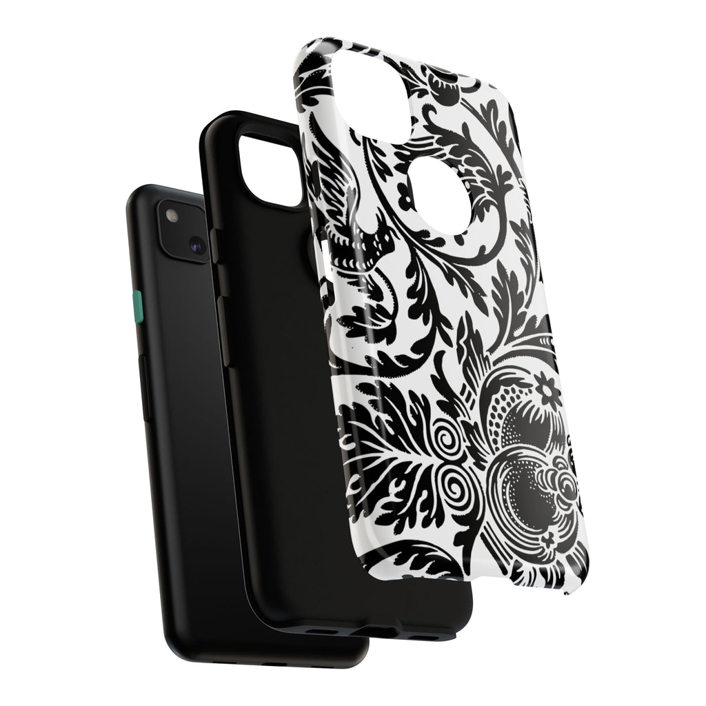 Elegant Black Floral Phone Case, Tough Cases, Stylish Phone Protection, Gift for Her, Floral Design, Trendy Accessories