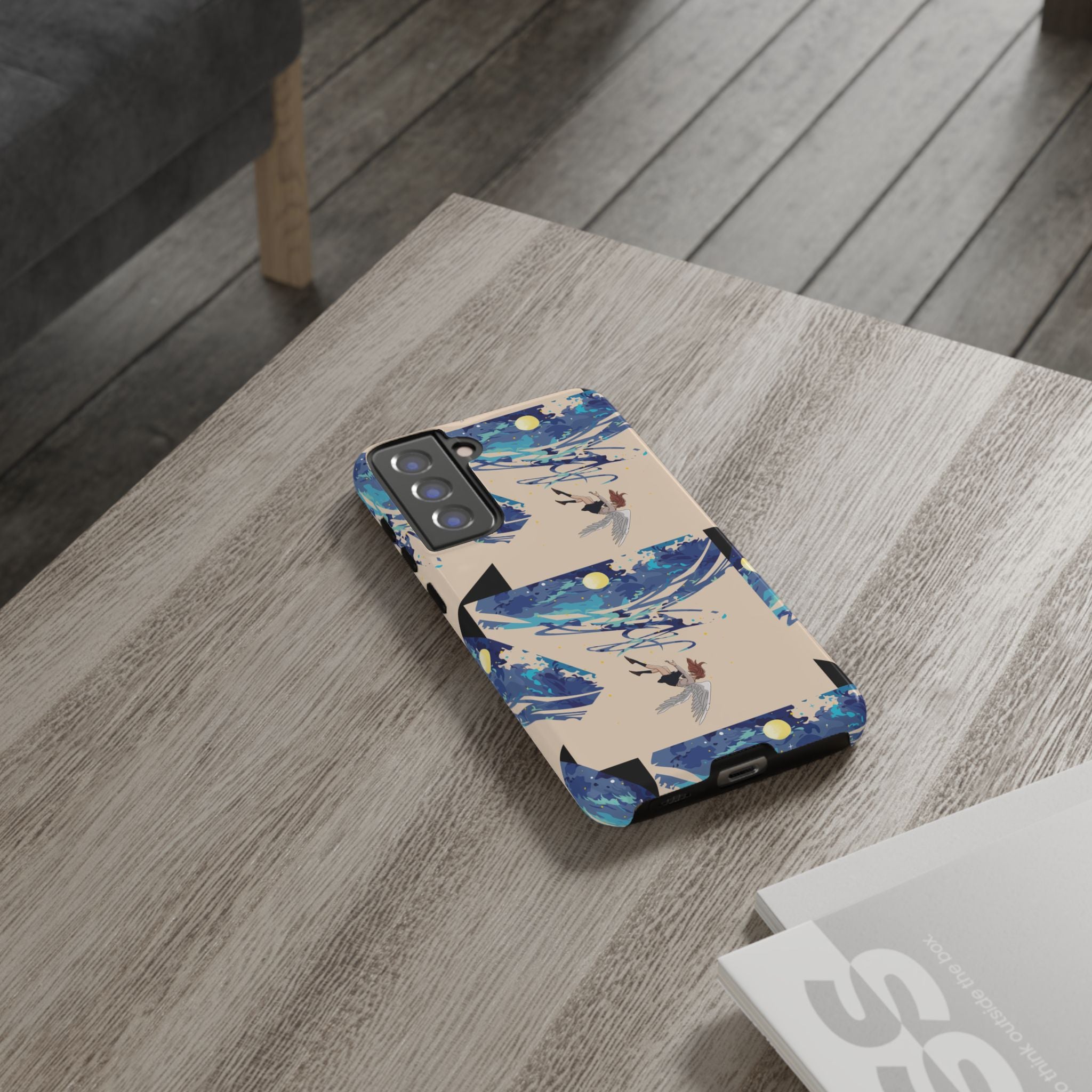 Artistic Phone Case with Abstract Design, Vivid Blue Waves and Fish, Stylish Phone Accessory, Unique Gift Idea, Trendy Tech Decor, [...]