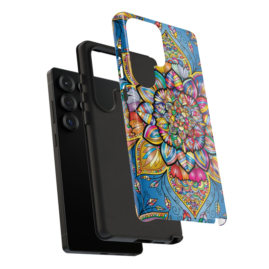 Vibrant Floral Phone Case, Tough Phone Cover, Colorful Mobile Accessory, Artistic Gift, Mandala Design, Everyday Use