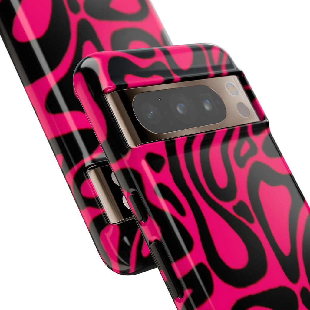 Bold Pink Patterned Phone Case, Stylish Tough Case, Trendy Accessory, Gift for Her, Tech Protection
