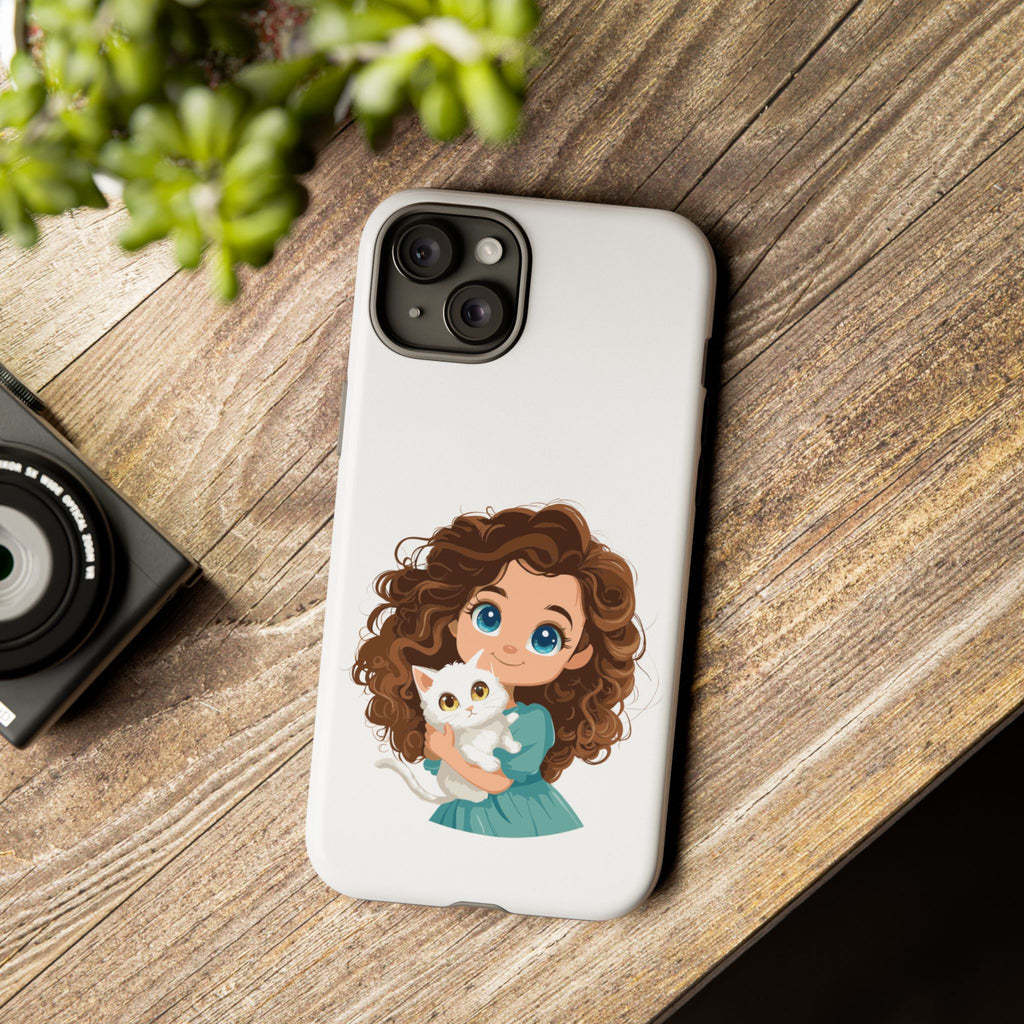 Cute Cat Lover Phone Case, Tough Phone Cover, Pet Lover Gift, Personalized Gift, Kids Phone Case, Animal Lover Accessories