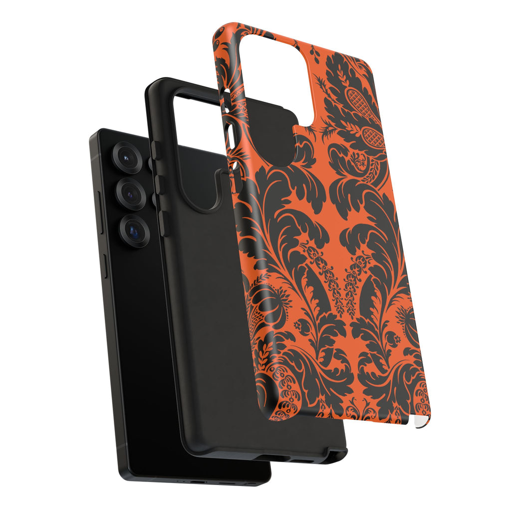 Elegant Phone Case with Orange Floral Design | Tough Cases, Smartphone Cover, Gift for Her, Floral Patterns, Stylish Accessories