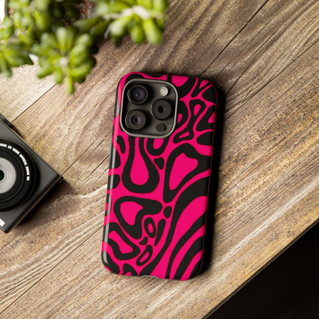 Bold Pink Patterned Phone Case, Stylish Tough Case, Trendy Accessory, Gift for Her, Tech Protection