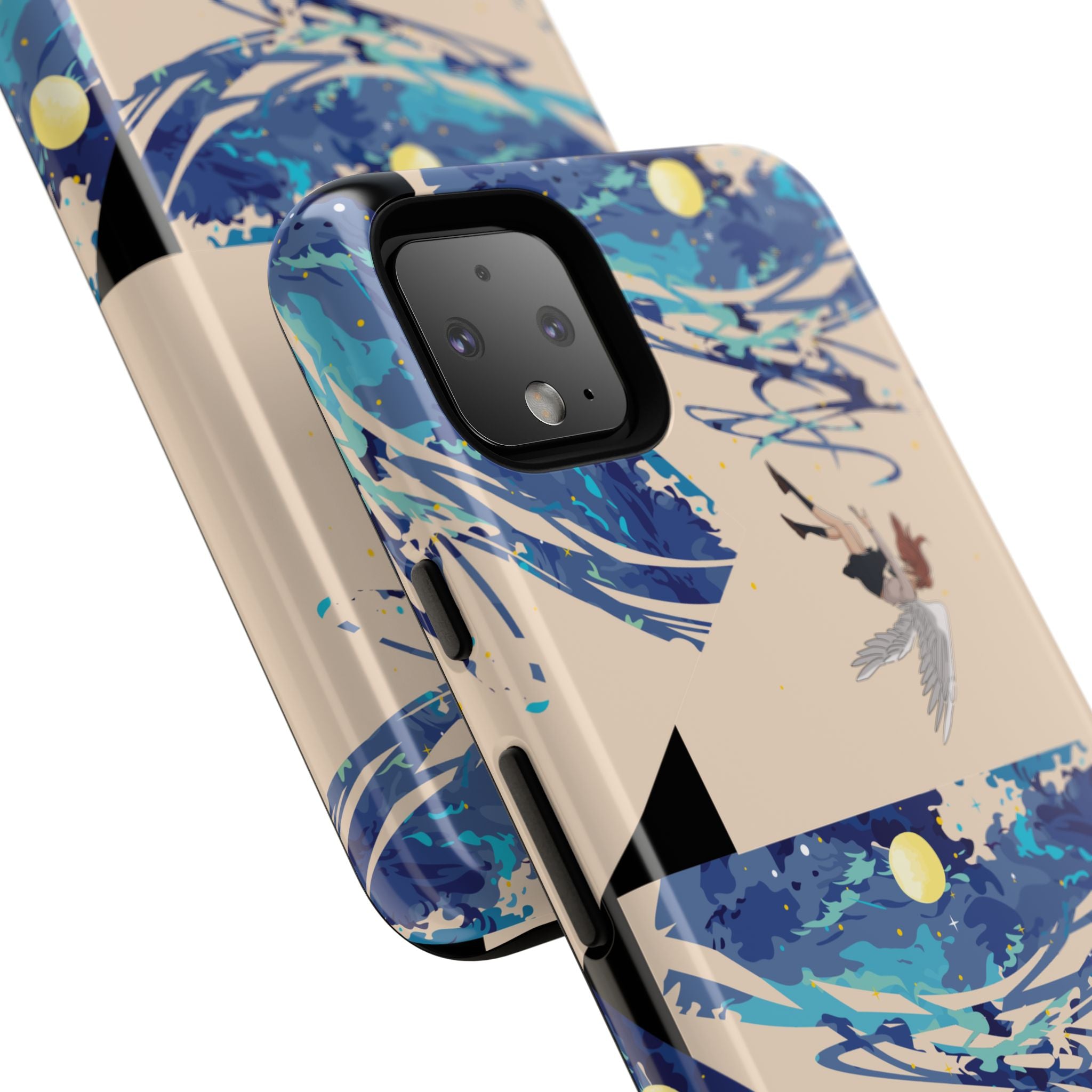 Artistic Phone Case with Abstract Design, Vivid Blue Waves and Fish, Stylish Phone Accessory, Unique Gift Idea, Trendy Tech Decor, [...]
