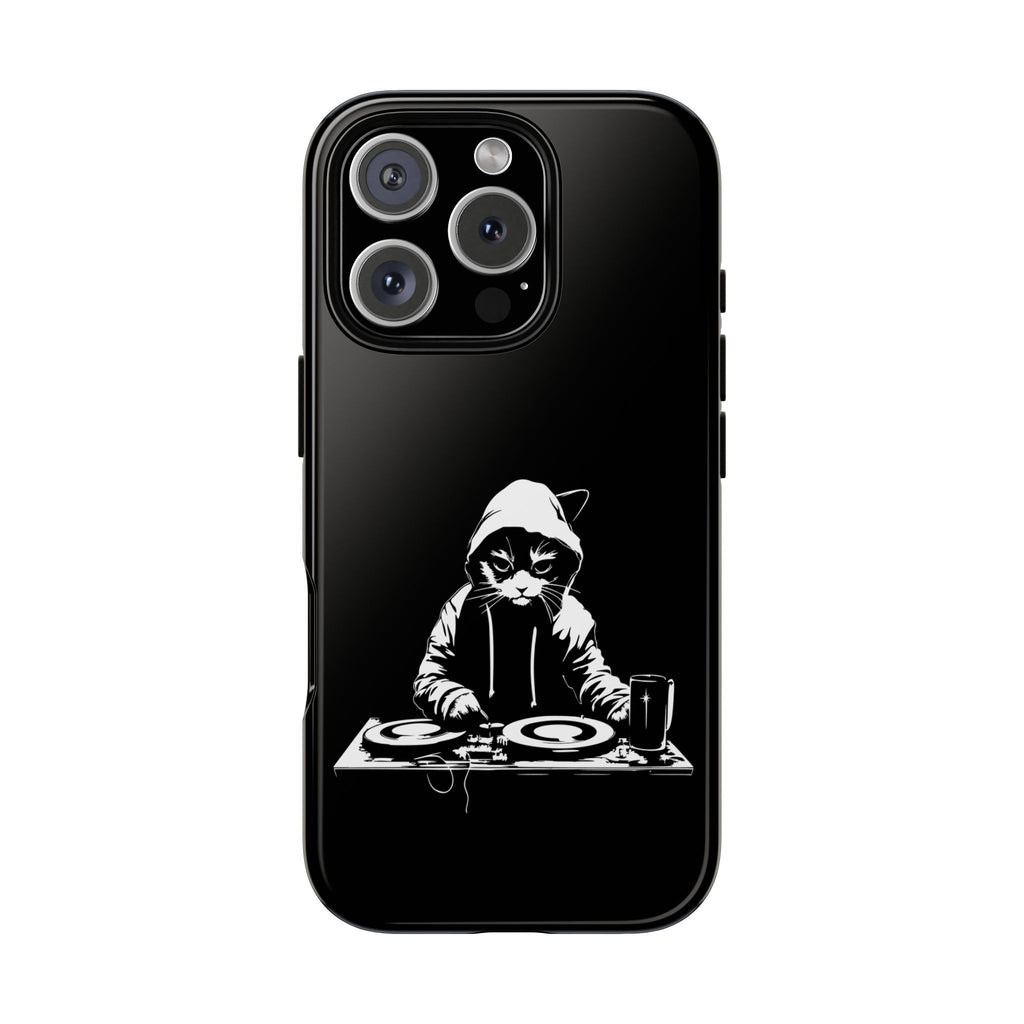 DJ Cat Phone Case, Tough Phone Cover, Pet Lover Gift, Music Enthusiast Accessory, Cute Cat Decor, Unique Case Design