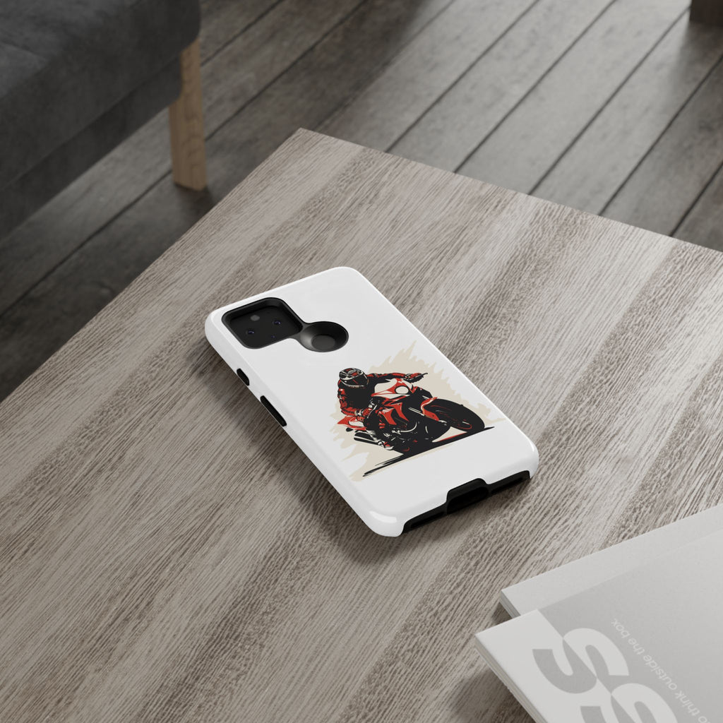 Motorcycle Phone Case, Tough Cases for Riders, Biker Accessory, Gifts for Motorcyclists, Red Bike Design