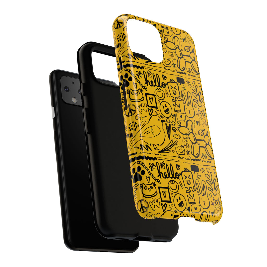 Vibrant Phone Case, Cute Yellow Floral iPhone Cover, Stylish Tough Case, Fun Phone Accessory, Perfect Gift for Teens