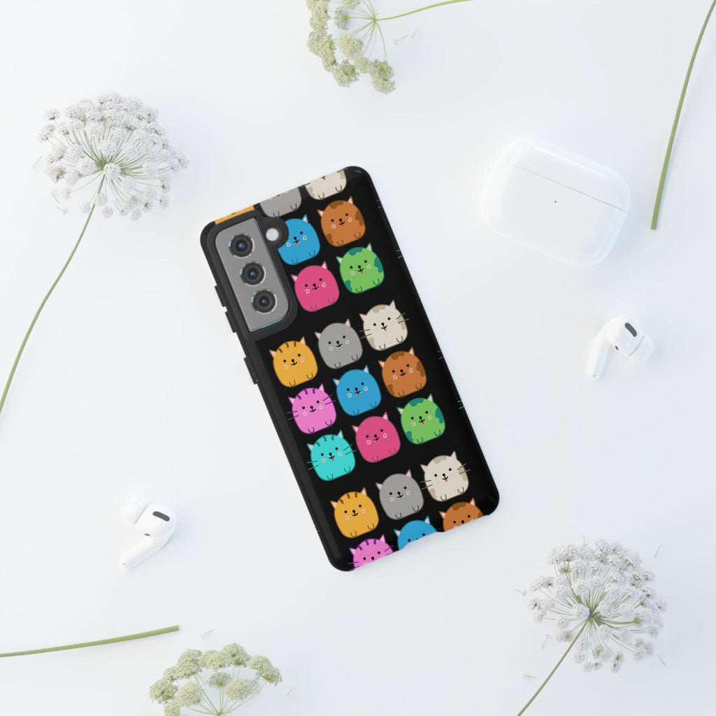 Cute Cat Phone Case, Kawaii Animal Lover Gift, Tough Phone Cover for Kids and Adults, Fun Cat Designs for Birthdays, Pet Lovers