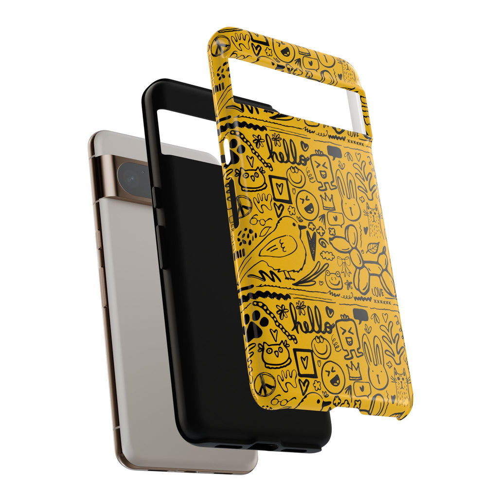 Vibrant Phone Case, Cute Yellow Floral iPhone Cover, Stylish Tough Case, Fun Phone Accessory, Perfect Gift for Teens